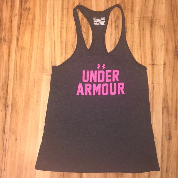 Under Armour Tops - Under Armour muscle tee, gray & pink. Size small